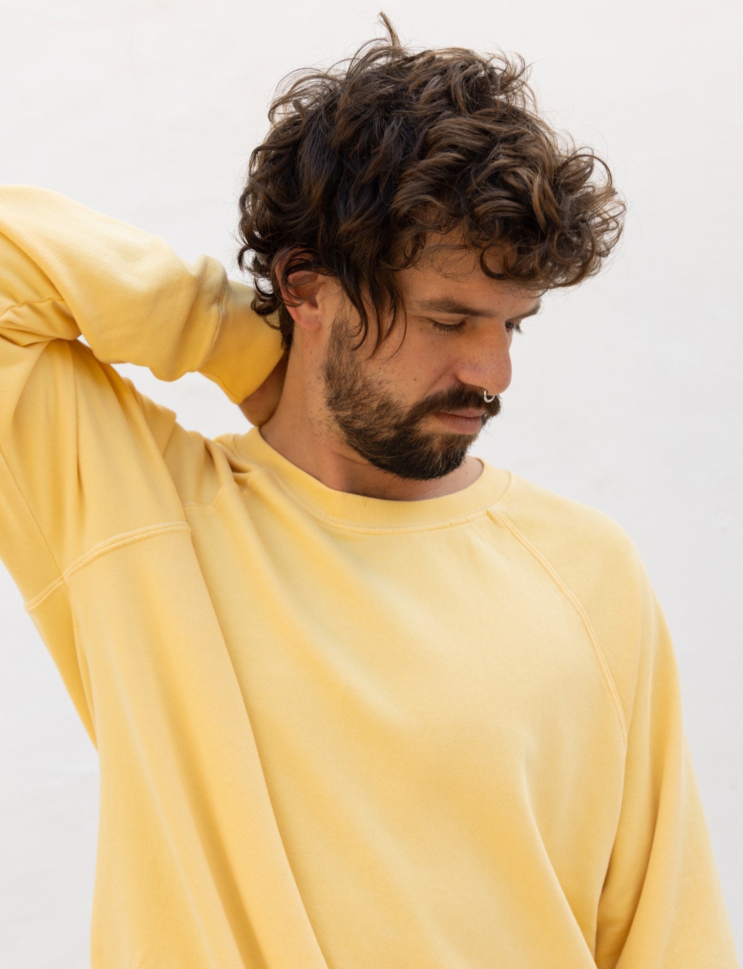 Butter yellow crew neck sweatshirt hot sale